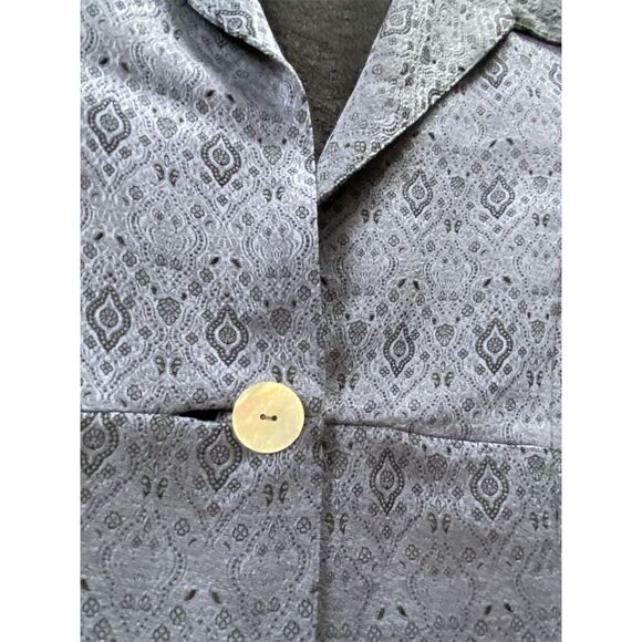 J. Jill Blue Silk Blend Geometric Cropped Blazer Size Medium Casual Formal - Picture 4 of 11